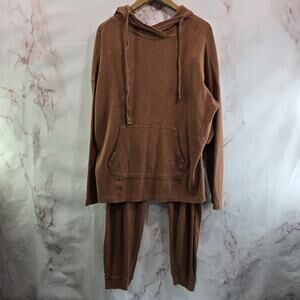 Pact Organic Sweatpants Hoodie Womens Large Sweatshirt Set Matching Jogger Brown